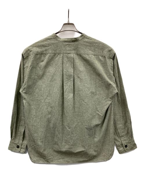 MHL（エムエイチエル）MHL (エムエイチエル) 長袖シャツ COTTON LINEN CHAMBRAY（コットン リネン シャンブレー） グリーン サイズ:Lの古着・服飾アイテム