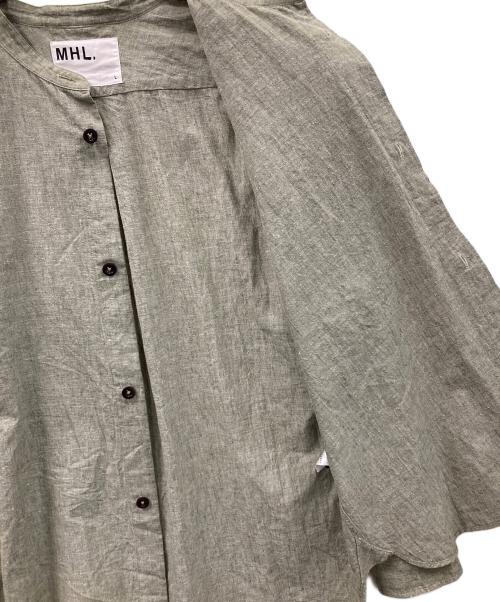 MHL（エムエイチエル）MHL (エムエイチエル) 長袖シャツ COTTON LINEN CHAMBRAY（コットン リネン シャンブレー） グリーン サイズ:Lの古着・服飾アイテム