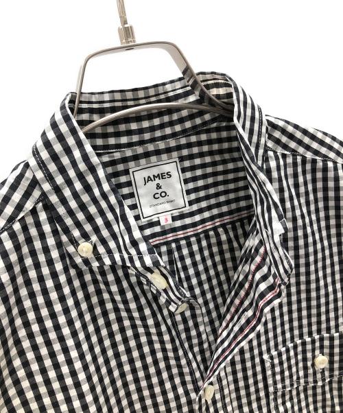 JAMES&CO.（ジェームスアンドコー）JAMES&CO. (ジェームスアンドコー) ボタンダウンシャツ STANDARD SHIRT PUJOL（スタンダード シャツ プジョル） ブラック×ホワイト サイズ:3の古着・服飾アイテム