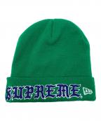 New Era×SUPREMEニューエラ×シュプリーム）の古着「帽子 ニットキャップ OLD ENGLISH（オールド イングリッシュ） ビーニー」｜グリーン