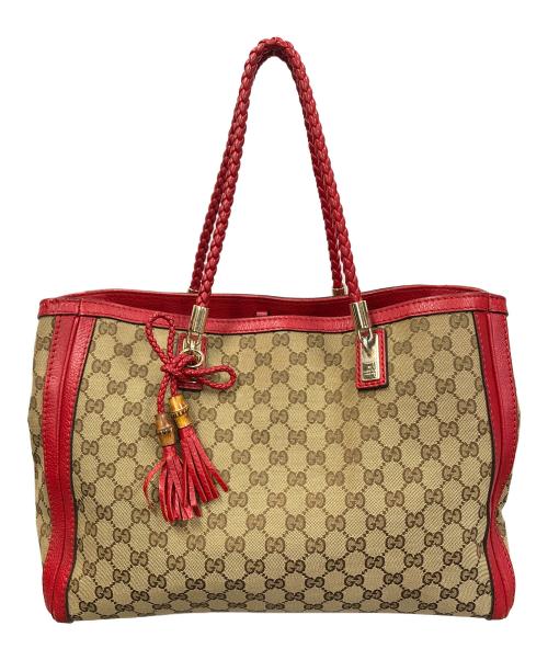 GUCCI（グッチ）GUCCI (グッチ) GG（ジージー）ベラ バンブータッセル トートバッグ ベージュ サイズ:実寸サイズにてご確認ください。の古着・服飾アイテム