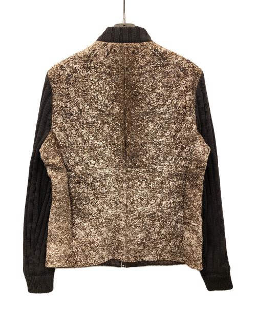 EPOCA UOMO（エポカ ウォモ）EPOCA UOMO (エポカ ウォモ) ニット切替ハラコジャケット ブラウン サイズ:48の古着・服飾アイテム