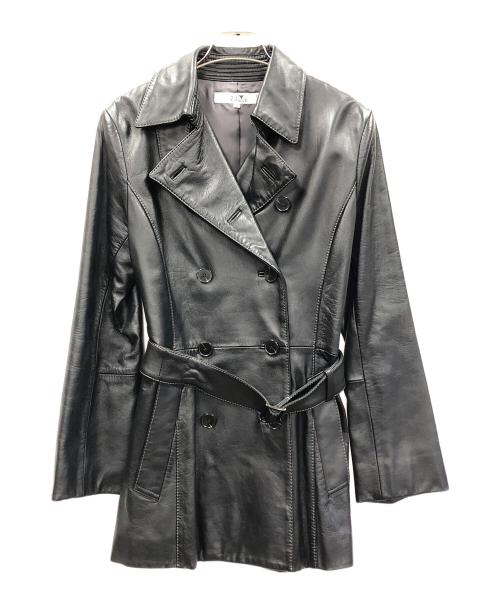 23区（ニジュウサンク）23区 (ニジュウサンク) レザートレンチコート ブラック サイズ:40の古着・服飾アイテム