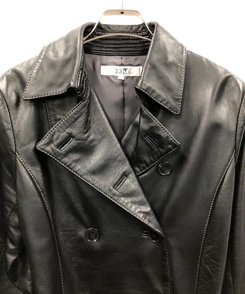 23区（ニジュウサンク）23区 (ニジュウサンク) レザートレンチコート ブラック サイズ:40の古着・服飾アイテム