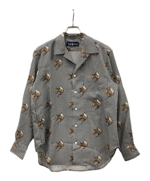 RALPH LAUREN（ラルフローレン）RALPH LAUREN (ラルフローレン) オープンカラーシャツ ホワイト×ブラック サイズ:実寸サイズにてご確認ください。の古着・服飾アイテム