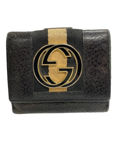 GUCCI（グッチ）GUCCI (グッチ) 2つ折り財布 Wホック シェリーライン ブラック サイズ:実寸サイズにてご確認下さい。の古着・服飾アイテム
