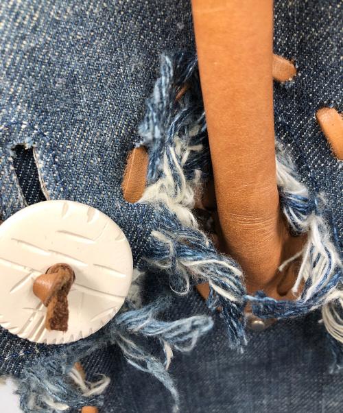 Carving Tribes（カービングトライブス）Carving Tribes (カービングトライブス) ハンドバッグ インディゴ×ブラウン サイズ:実寸サイズにてご確認ください。の古着・服飾アイテム