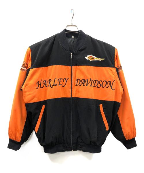 HARLEY-DAVIDSON（ハーレーダビッドソン）HARLEY-DAVIDSON (ハーレーダビッドソン) ジャケット ブラック×オレンジ サイズ:Lの古着・服飾アイテム