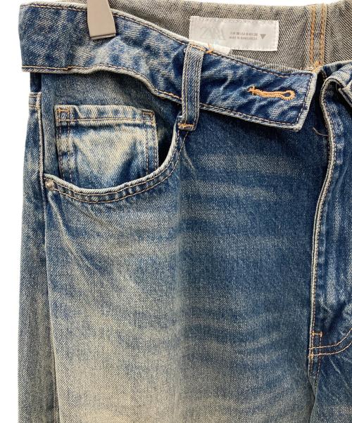 ZARA（ザラ）ZARA (ザラ) デニムパンツ TRF（ティーアールエフ）ミッドライズ折り返しウエストデニムパンツ ブルー サイズ:EUR 38の古着・服飾アイテム