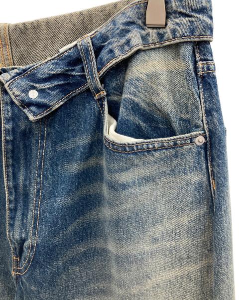 ZARA（ザラ）ZARA (ザラ) デニムパンツ TRF（ティーアールエフ）ミッドライズ折り返しウエストデニムパンツ ブルー サイズ:EUR 38の古着・服飾アイテム