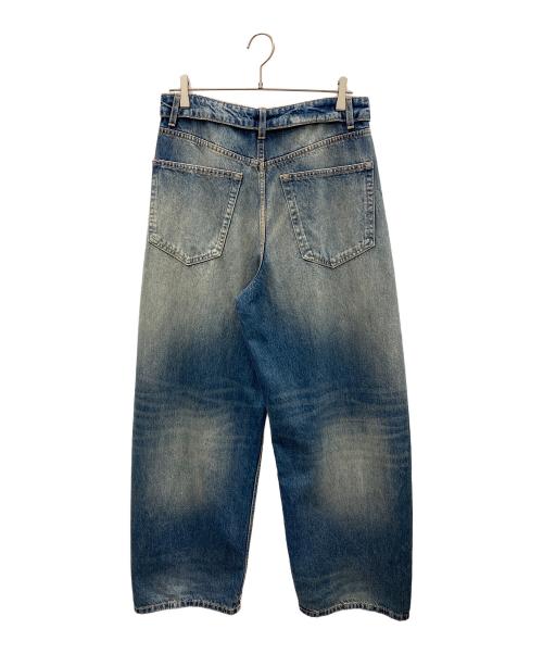 ZARA（ザラ）ZARA (ザラ) デニムパンツ TRF（ティーアールエフ）ミッドライズ折り返しウエストデニムパンツ ブルー サイズ:EUR 38の古着・服飾アイテム