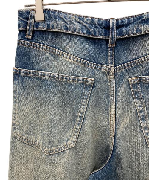 ZARA（ザラ）ZARA (ザラ) デニムパンツ TRF（ティーアールエフ）ミッドライズ折り返しウエストデニムパンツ ブルー サイズ:EUR 38の古着・服飾アイテム