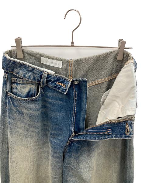 ZARA（ザラ）ZARA (ザラ) デニムパンツ TRF（ティーアールエフ）ミッドライズ折り返しウエストデニムパンツ ブルー サイズ:EUR 38の古着・服飾アイテム