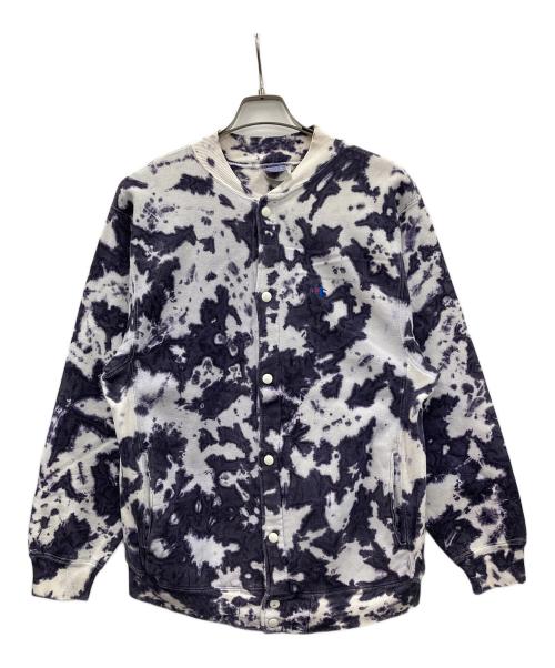 Champion（チャンピオン）Champion (チャンピオン) 90s スウェットカーディガン スナップボタン ホワイト×パープル サイズ:Lの古着・服飾アイテム