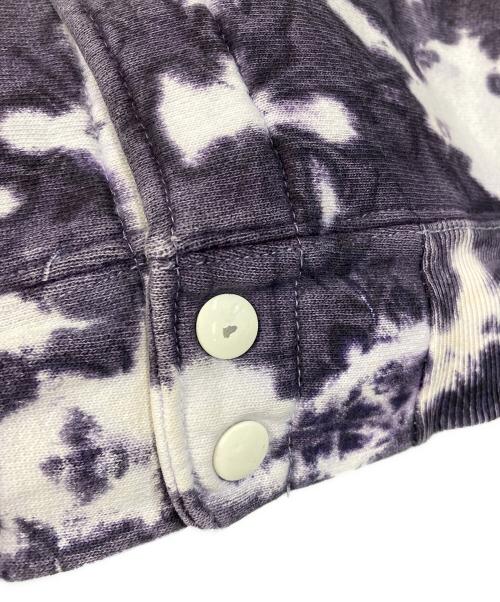 Champion（チャンピオン）Champion (チャンピオン) 90s スウェットカーディガン スナップボタン ホワイト×パープル サイズ:Lの古着・服飾アイテム