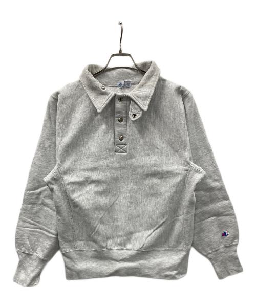 Champion（チャンピオン）Champion (チャンピオン) 90s ハーフスナップスウェット グレー サイズ:Mの古着・服飾アイテム