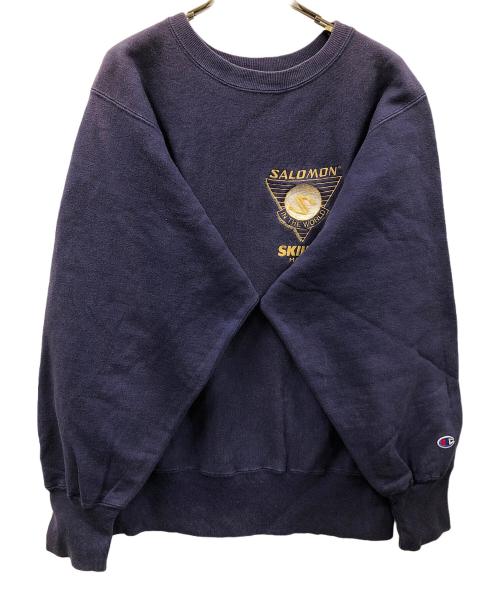 Champion（チャンピオン）Champion (チャンピオン) 90s リバースウィーブスウェット SALOMON（サロモン） ネイビー サイズ:MEDIUMの古着・服飾アイテム