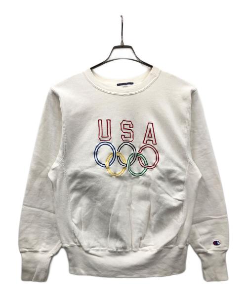 Champion（チャンピオン）Champion (チャンピオン) 90s リバースウィーブスウェット オリンピックロゴ ホワイト サイズ:MEDIUMの古着・服飾アイテム