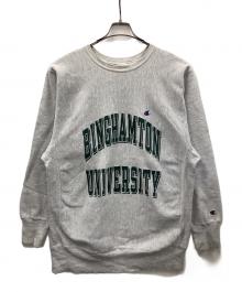 Champion（チャンピオン）の古着「90s リバースウィーブスウェット BINGHAMTON UNIVERSITY（ビンガムトン ユニバーシティ）」｜グレー