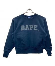 Champion REVERSE WEAVE×A BATHING APE（チャンピオン リバース ウィーブ×ア ベイシング エイプ）の古着「リバースウィーブスウェット」｜ネイビー