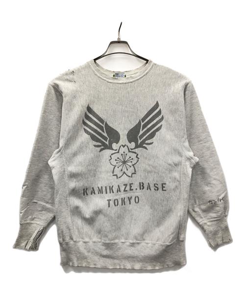 カミカゼ（カミカゼ）カミカゼ (カミカゼ) Champion (チャンピオン) リメイクスウェット グレー サイズ:LARGEの古着・服飾アイテム