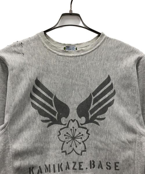 カミカゼ（カミカゼ）カミカゼ (カミカゼ) Champion (チャンピオン) リメイクスウェット グレー サイズ:LARGEの古着・服飾アイテム