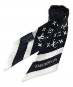LOUIS VUITTONルイ ヴィトン）の古着「シルクスカーフ モノグラム・シルエット S00 バンドーBB」｜ブラック×ホワイト