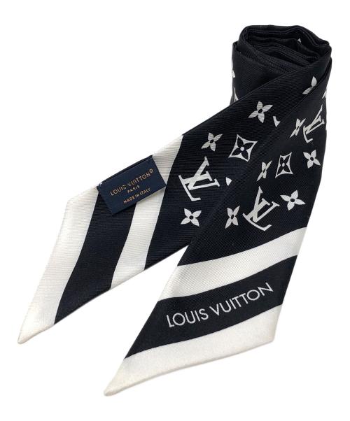 LOUIS VUITTON（ルイ ヴィトン）LOUIS VUITTON (ルイ ヴィトン) シルクスカーフ モノグラム・シルエット S00 バンドーBB  ブラック×ホワイト サイズ:実寸サイズにてご確認ください。の古着・服飾アイテム