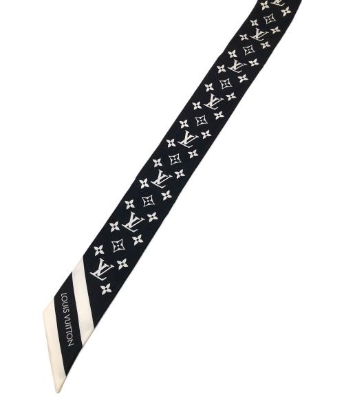 LOUIS VUITTON（ルイ ヴィトン）LOUIS VUITTON (ルイ ヴィトン) シルクスカーフ モノグラム・シルエット S00 バンドーBB  ブラック×ホワイト サイズ:実寸サイズにてご確認ください。の古着・服飾アイテム