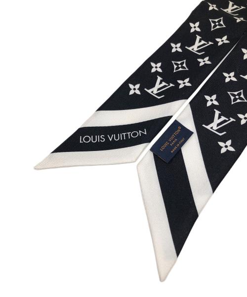 LOUIS VUITTON（ルイ ヴィトン）LOUIS VUITTON (ルイ ヴィトン) シルクスカーフ モノグラム・シルエット S00 バンドーBB  ブラック×ホワイト サイズ:実寸サイズにてご確認ください。の古着・服飾アイテム