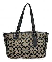 COACH（コーチ）の古着「トートバッグ シグネチャー」｜ベージュ×ブラック