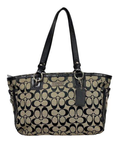 COACH（コーチ）COACH (コーチ) トートバッグ シグネチャー ベージュ×ブラック サイズ:実寸サイズにてご確認ください。の古着・服飾アイテム