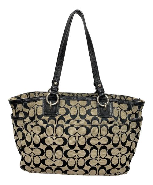 COACH（コーチ）COACH (コーチ) トートバッグ シグネチャー ベージュ×ブラック サイズ:実寸サイズにてご確認ください。の古着・服飾アイテム
