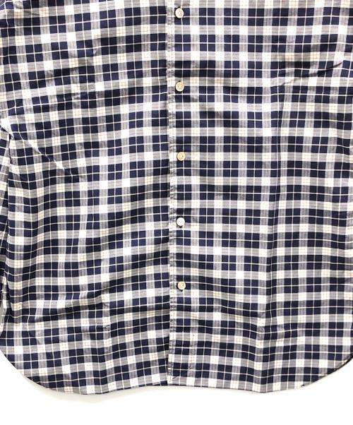 BORRELLI（ボレッリ）BORRELLI (ボレッリ) 長袖シャツ コットン微起毛ツイルチェックホリゾンタルカラーカジュアルシャツ ネイビー サイズ:Lの古着・服飾アイテム