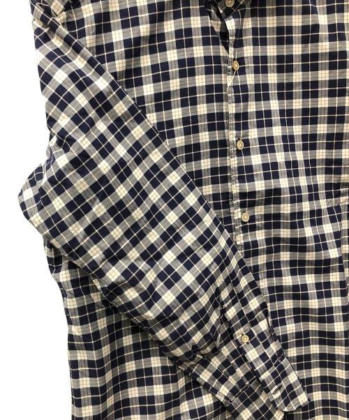 BORRELLI（ボレッリ）BORRELLI (ボレッリ) 長袖シャツ コットン微起毛ツイルチェックホリゾンタルカラーカジュアルシャツ ネイビー サイズ:Lの古着・服飾アイテム