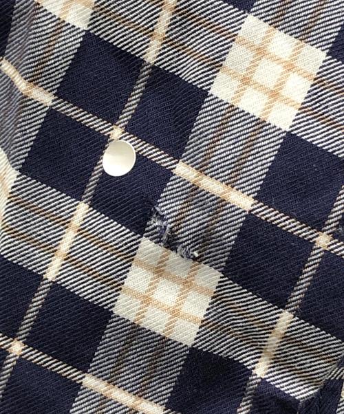 BORRELLI（ボレッリ）BORRELLI (ボレッリ) 長袖シャツ コットン微起毛ツイルチェックホリゾンタルカラーカジュアルシャツ ネイビー サイズ:Lの古着・服飾アイテム