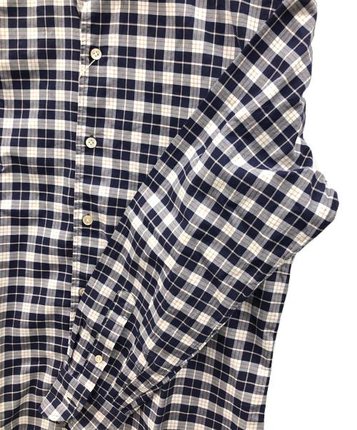 BORRELLI（ボレッリ）BORRELLI (ボレッリ) 長袖シャツ コットン微起毛ツイルチェックホリゾンタルカラーカジュアルシャツ ネイビー サイズ:Lの古着・服飾アイテム