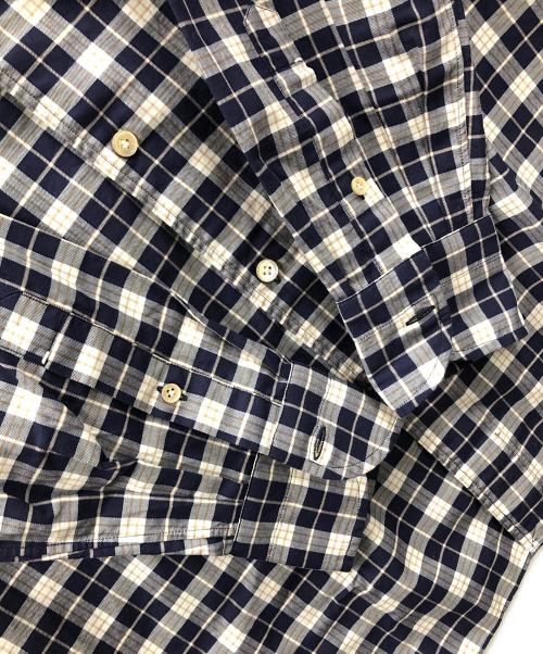 BORRELLI（ボレッリ）BORRELLI (ボレッリ) 長袖シャツ コットン微起毛ツイルチェックホリゾンタルカラーカジュアルシャツ ネイビー サイズ:Lの古着・服飾アイテム