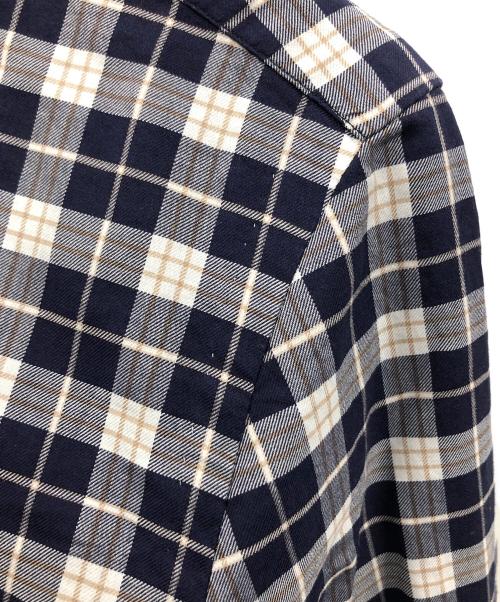 BORRELLI（ボレッリ）BORRELLI (ボレッリ) 長袖シャツ コットン微起毛ツイルチェックホリゾンタルカラーカジュアルシャツ ネイビー サイズ:Lの古着・服飾アイテム