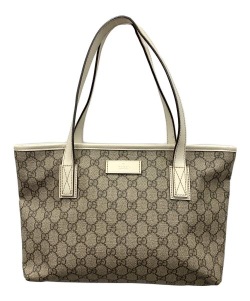GUCCI（グッチ）GUCCI (グッチ) トートバッグ GGスプリーム ベージュ×ホワイト サイズ:実寸サイズにてご確認ください。の古着・服飾アイテム
