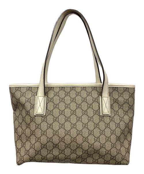 GUCCI（グッチ）GUCCI (グッチ) トートバッグ GGスプリーム ベージュ×ホワイト サイズ:実寸サイズにてご確認ください。の古着・服飾アイテム