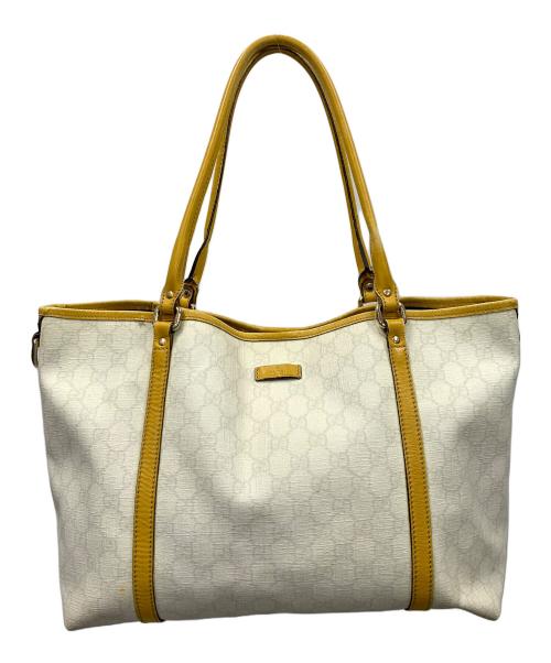 GUCCI（グッチ）GUCCI (グッチ) トートバッグ GGスプリーム ホワイト×イエロー サイズ:実寸サイズにてご確認ください。の古着・服飾アイテム