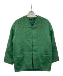 INDIVI V.A.I（インディヴィ バイ）の古着「ノーカラーショートコート アルパカ混」｜グリーン