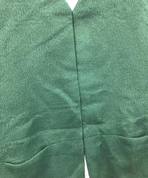 INDIVI V.A.I（インディヴィ バイ）INDIVI V.A.I (インディヴィ バイ) ノーカラーショートコート アルパカ混 グリーン サイズ:36の古着・服飾アイテム