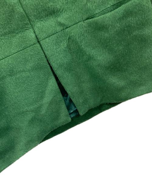 INDIVI V.A.I（インディヴィ バイ）INDIVI V.A.I (インディヴィ バイ) ノーカラーショートコート アルパカ混 グリーン サイズ:36の古着・服飾アイテム