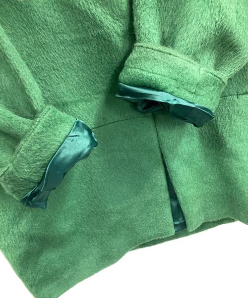 INDIVI V.A.I（インディヴィ バイ）INDIVI V.A.I (インディヴィ バイ) ノーカラーショートコート アルパカ混 グリーン サイズ:36の古着・服飾アイテム