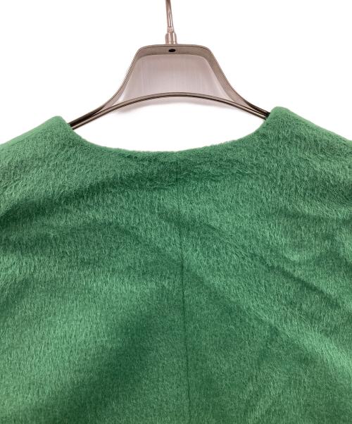 INDIVI V.A.I（インディヴィ バイ）INDIVI V.A.I (インディヴィ バイ) ノーカラーショートコート アルパカ混 グリーン サイズ:36の古着・服飾アイテム