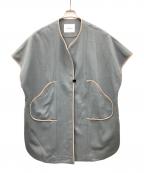 Lallia Muラリア ムー）の古着「コート 配色パイピングガウンベスト」｜スカイブルー