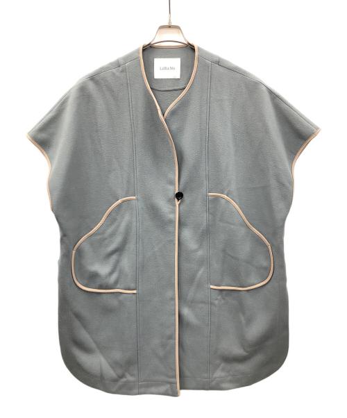 Lallia Mu（ラリア ムー）Lallia Mu (ラリア ムー) コート 配色パイピングガウンベスト スカイブルー サイズ:38の古着・服飾アイテム