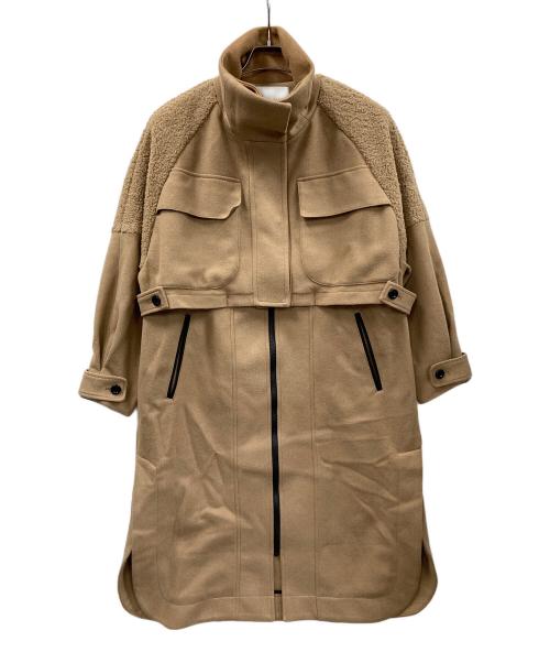 Lallia Mu（ラリア ムー）Lallia Mu (ラリア ムー) レイヤードカラー ミリタリーコート ベージュ サイズ:38の古着・服飾アイテム